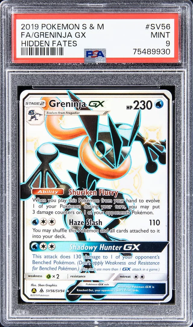 2019 Pokemon Sun & Moon Full Art Hidden Fates Greninja GX #SV56 card image