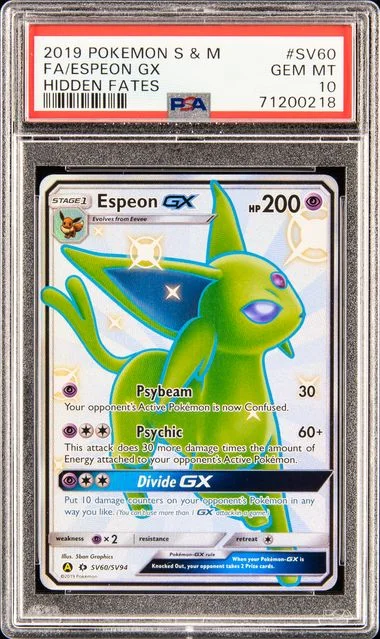 2019 Pokemon Sun & Moon Hidden Fates Full Art Espeon GX #SV60 card image