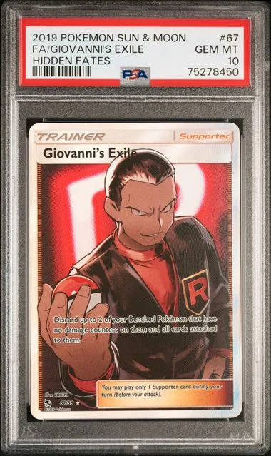 2019 Pokemon Sun & Moon Hidden Fates Full Art Giovanni's Exile #67 card image