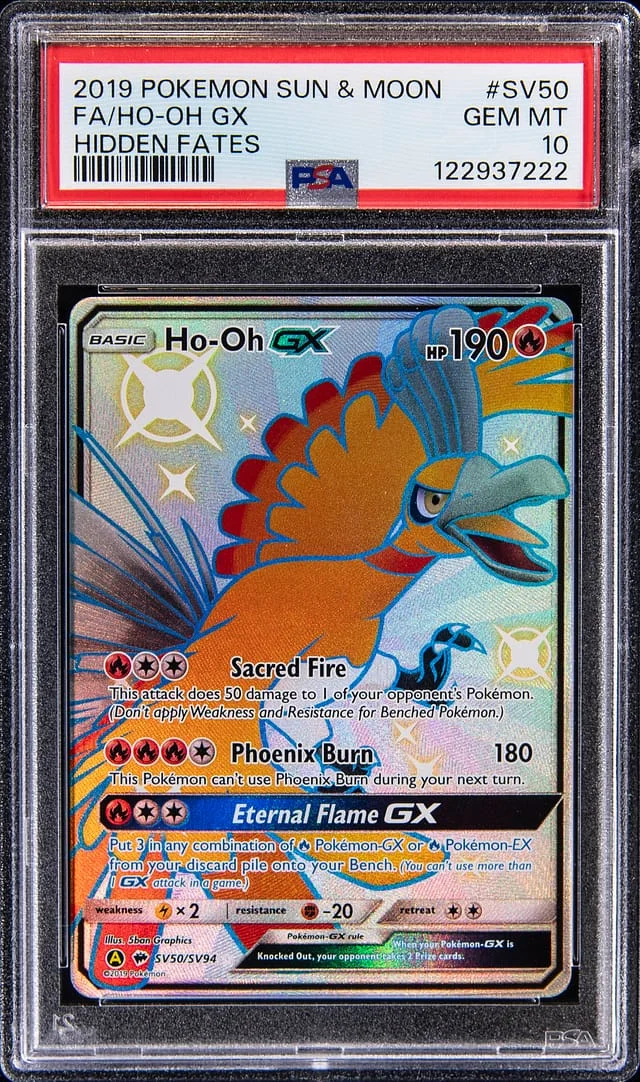2019 Pokemon Sun & Moon Hidden Fates Full Art Ho-Oh GX #SV50 card image