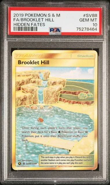 2019 Pokemon Sun & Moon Hidden Fates Full Art Shiny Vault Rare Holofoil Brooklet Hill #SV88 card image