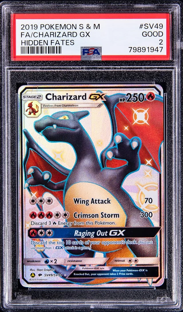 2019 Pokemon Sun & Moon Hidden Fates Full Art/Charizard Gx #SV49 card image