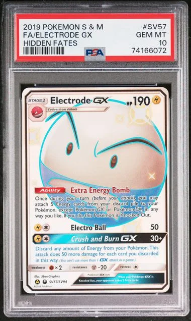 2019 Pokemon Sun & Moon Hidden Fates Full Art/Electrode Gx #SV57 card image