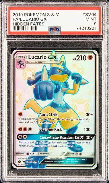 2019 Pokemon Sun & Moon Hidden Fates Full Art/Lucario Gx #SV64 card image