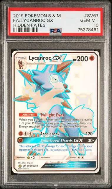 2019 Pokemon Sun & Moon Hidden Fates Full Art/Lycanroc Gx #Sv67 card image