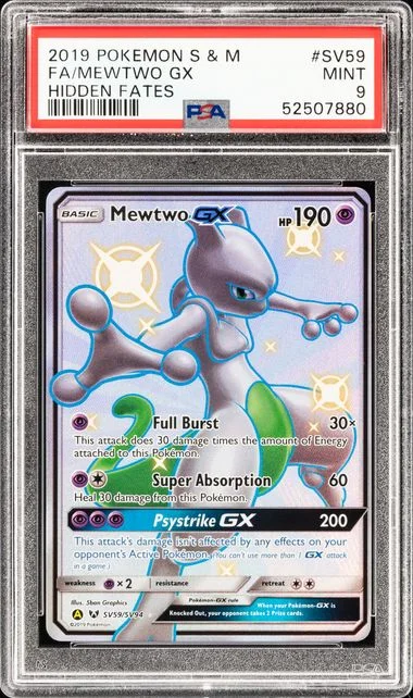 2019 Pokemon Sun & Moon Hidden Fates Full Art/Mewtwo Gx #Sv59 card image