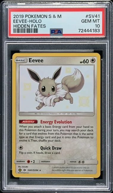 2019 Pokemon Sun & Moon Hidden Fates Holofoil Eevee #SV41 card image