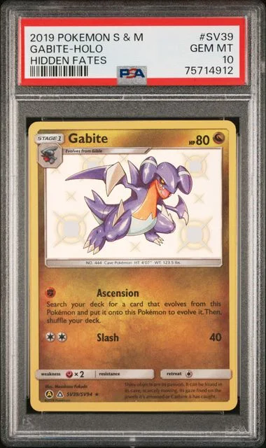 2019 Pokemon Sun & Moon Hidden Fates Holofoil Gabite #SV39 card image