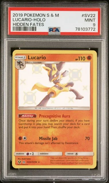 2019 Pokemon Sun & Moon Hidden Fates Lucario-Holo #SV22 card image