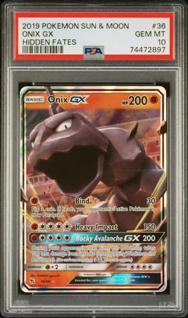 2019 Pokemon Sun & Moon Hidden Fates Onix GX #36 card image