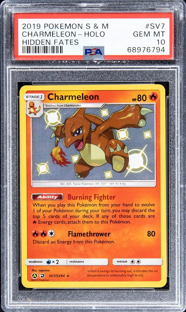 2019 Pokemon Sun & Moon Hidden Fates Rare Holofoil Charmeleon #SV7 card image