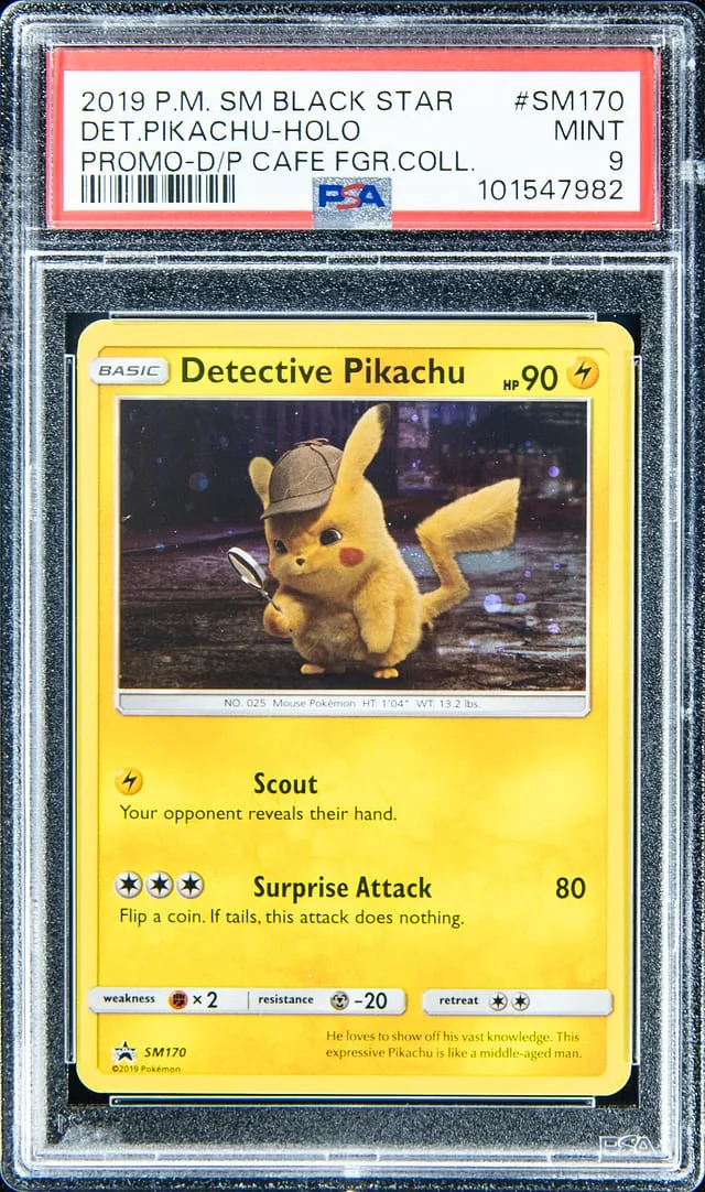 2019 Pokemon Sun & Moon Promo-Detective Pikachu Cafe Figure Collection Detective Pikachu-Holo #SM170 card image