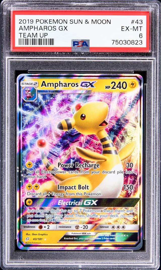 2019 Pokemon Sun & Moon Team Up Ampharos GX #43 card image