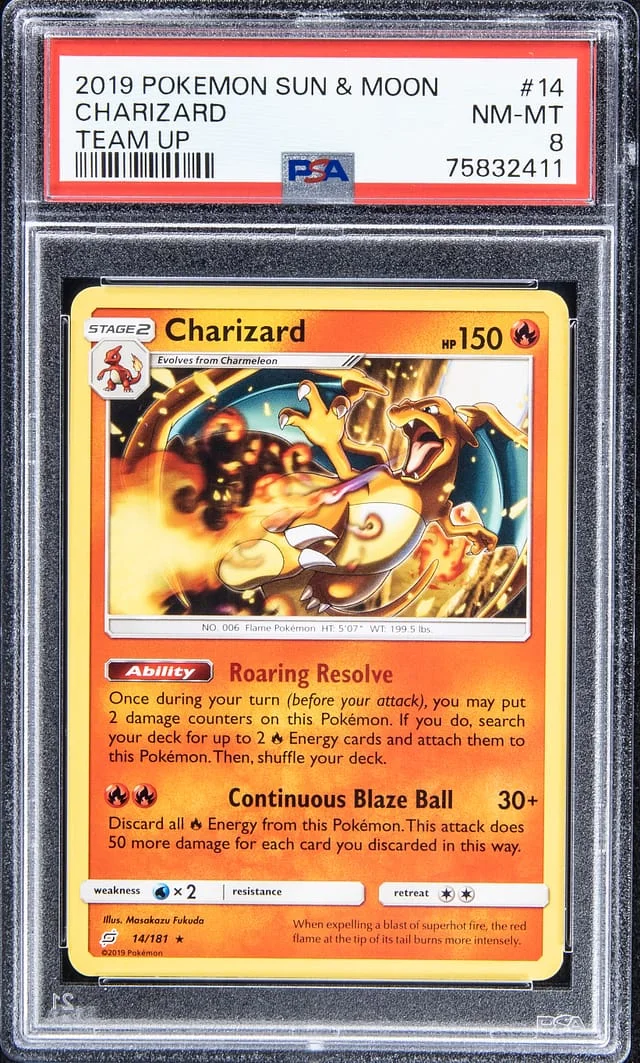 2019 Pokemon Sun & Moon Team Up Charizard #14 card image