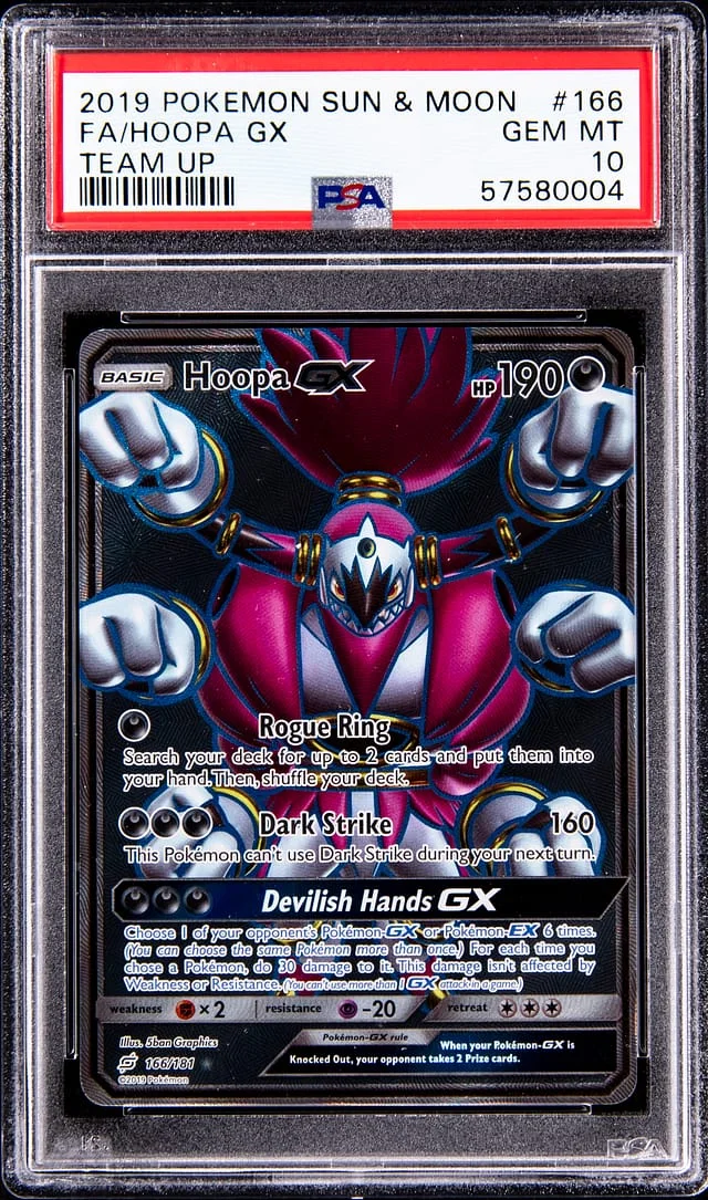 2019 Pokemon Sun & Moon Team Up Full Art Hoopa GX #166 card image