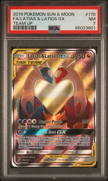 2019 Pokemon Sun & Moon Team Up Full Art Latias & Latios Gx #170 card image