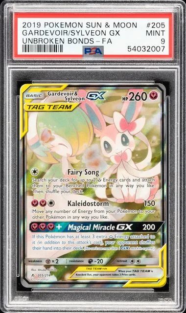 2019 Pokemon Sun & Moon Unbroken Bonds Full Art Gardevoir & Sylveon Gx #205 card image