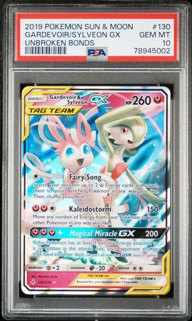 2019 Pokemon Sun & Moon Unbroken Bonds Gardevoir & Sylveon Gx #130 card image