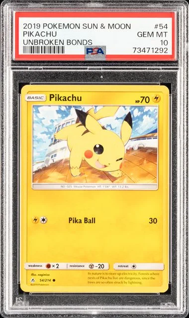 2019 Pokemon Sun & Moon Unbroken Bonds Pikachu #54 card image