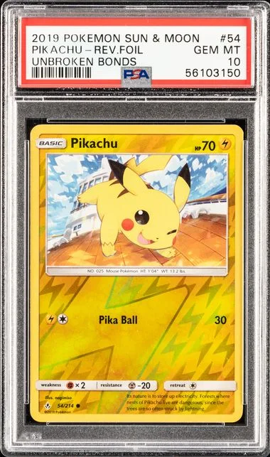 2019 Pokemon Sun & Moon Unbroken Bonds Pikachu-Reverse #54 card image