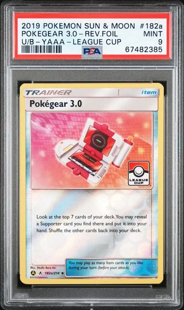 2019 Pokemon Sun & Moon Unbroken Bonds Yellow A Alternate Art League Cup Reverse Foil Pokegear 3.0 #182a card image
