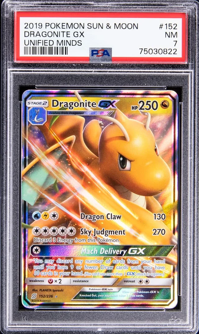 2019 Pokemon Sun & Moon Unfied Minds Dragonite GX #152 card image