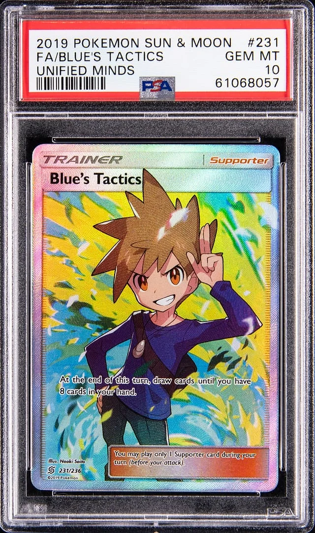 2019 Pokemon Sun & Moon Unified Minds Full Art Blue's Tactics #231 card image