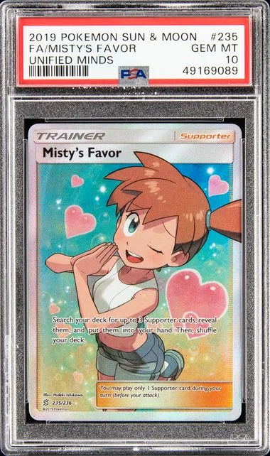 2019 Pokemon Sun & Moon Unified Minds Full Art Misty's Favor #235 card image