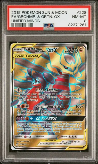 2019 Pokemon Sun & Moon Unified Minds Full Art/Garchomp & Giratina Gx #228 card image