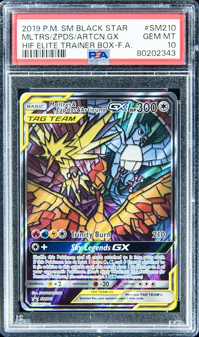 2019 Pokemon Sun & Stars Hidden Fates Elite Trainer Box-Full Art Moltres/Zapdos/Articuno.GX #SM210 card image