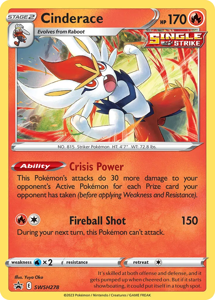 2019 SWSH Black Star Promos Cinderace #SWSH278 card image