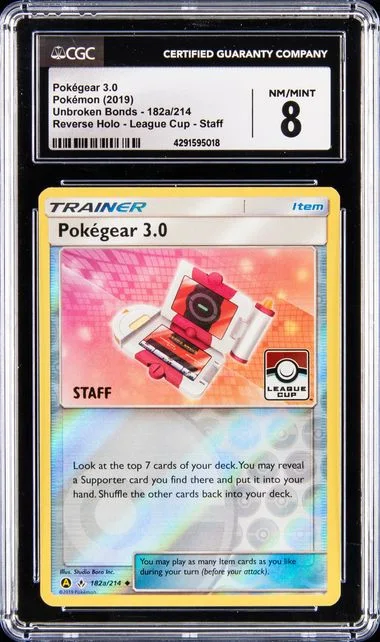 2019 Pokemon Unbroken Bonds Reverse Holo - League Cup - Staff Pokegear 3.0 #182A card image