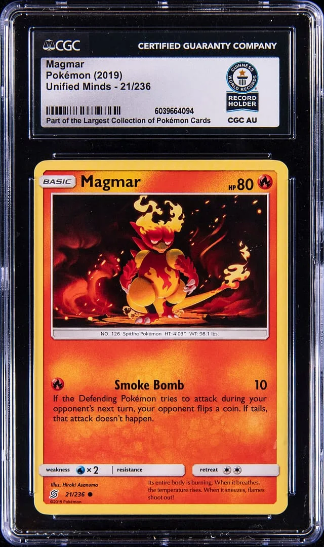 2019 Pokemon Unified Minds Magmar - Record Holder, Part of the Largest Collection of Pokemon Cards #21 card image