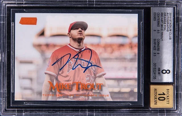 2019 Stadium Club Mike Trout Autographs-Orange Foil #SCAMT card image