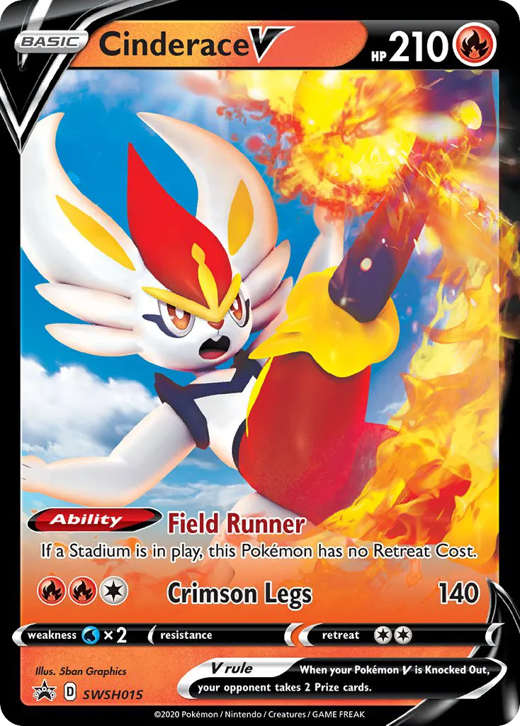 2019 SWSH Black Star Promos Cinderace V #SWSH015 card image