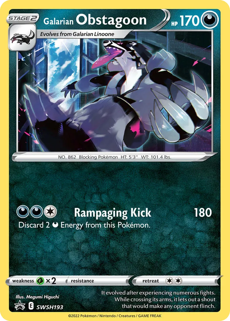 2019 SWSH Black Star Promos Galarian Obstagoon #SWSH193 card image