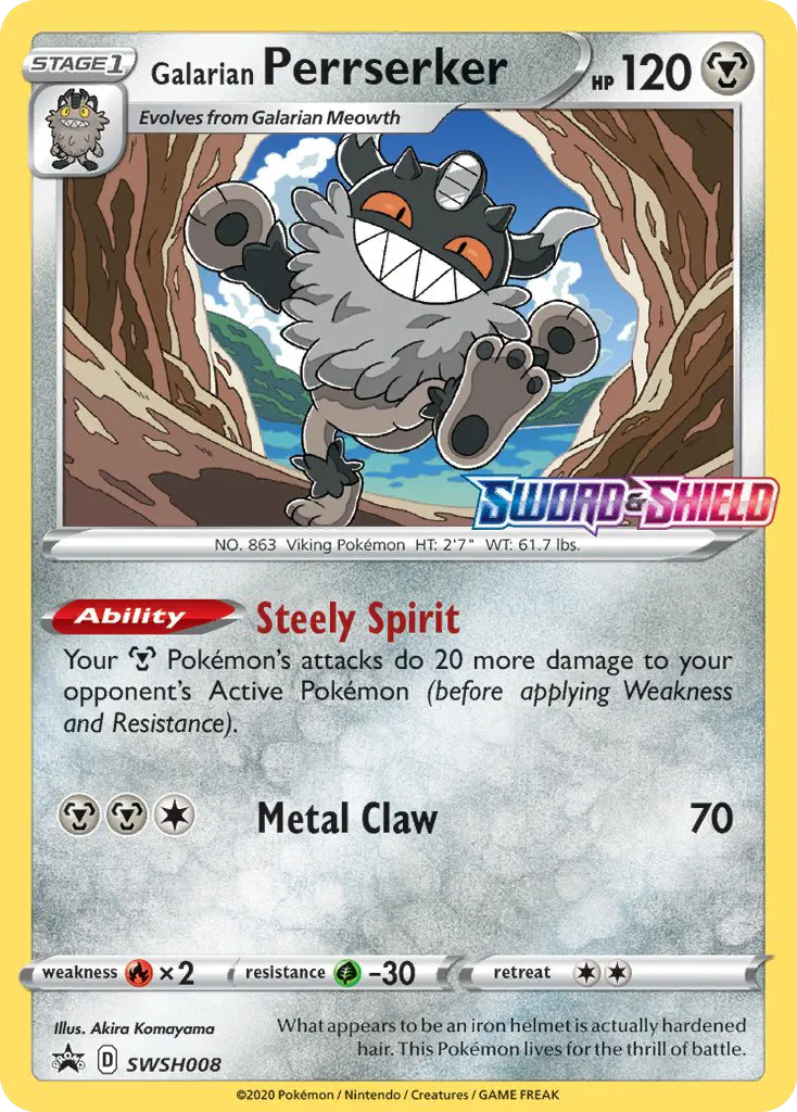 2019 SWSH Black Star Promos Galarian Perrserker #SWSH008 card image