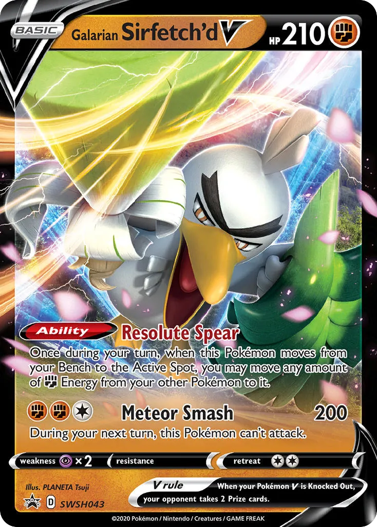 2019 SWSH Black Star Promos Galarian Sirfetch'd V #SWSH043 card image
