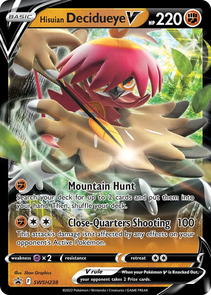 2019 SWSH Black Star Promos Hisuian Decidueye V #SWSH238 card image