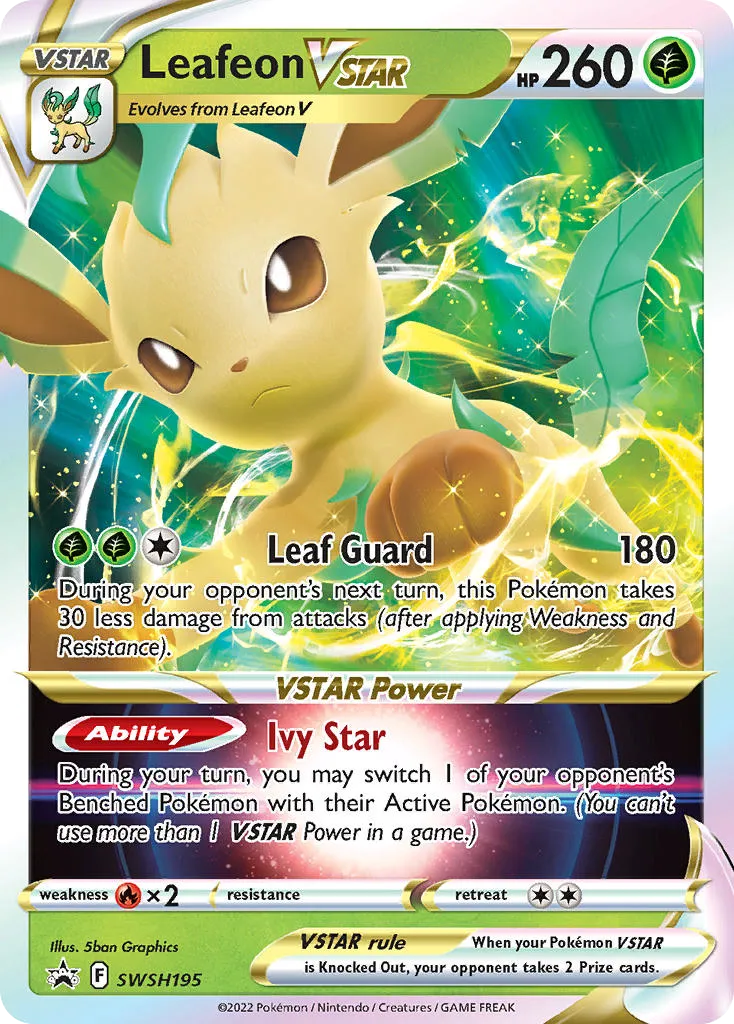 2019 SWSH Black Star Promos Leafeon VSTAR #SWSH195 card image
