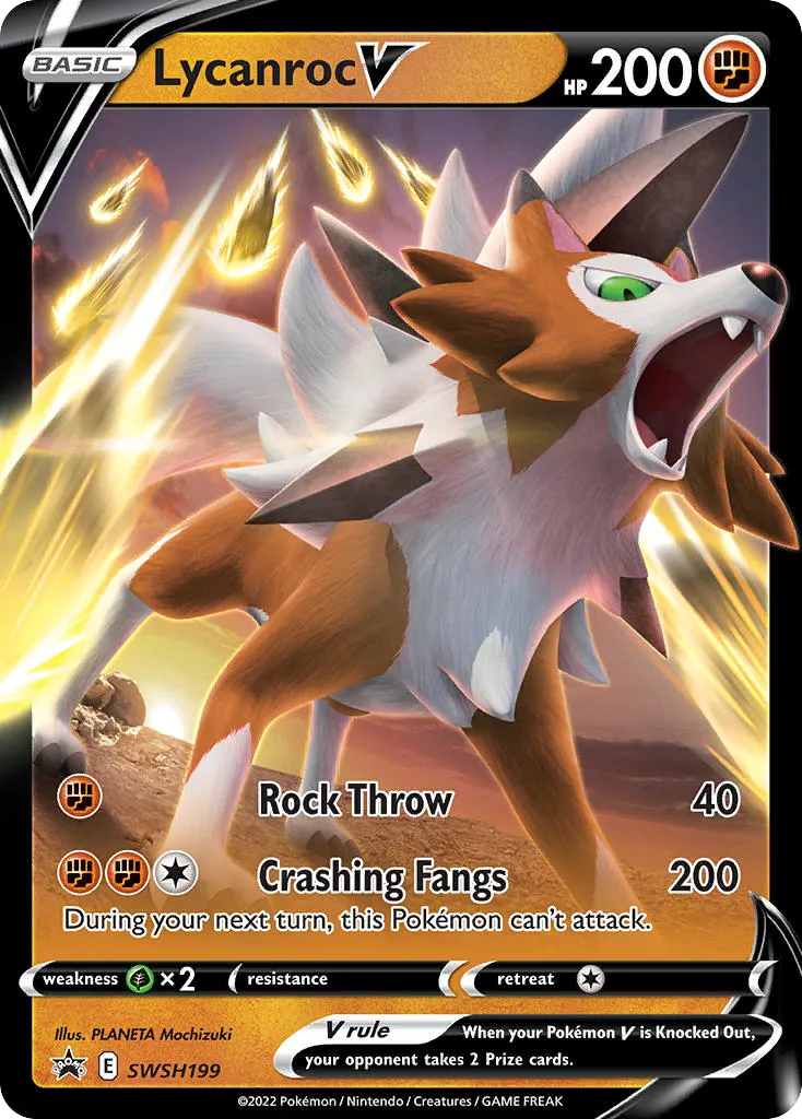 2019 SWSH Black Star Promos Lycanroc V #SWSH199 card image