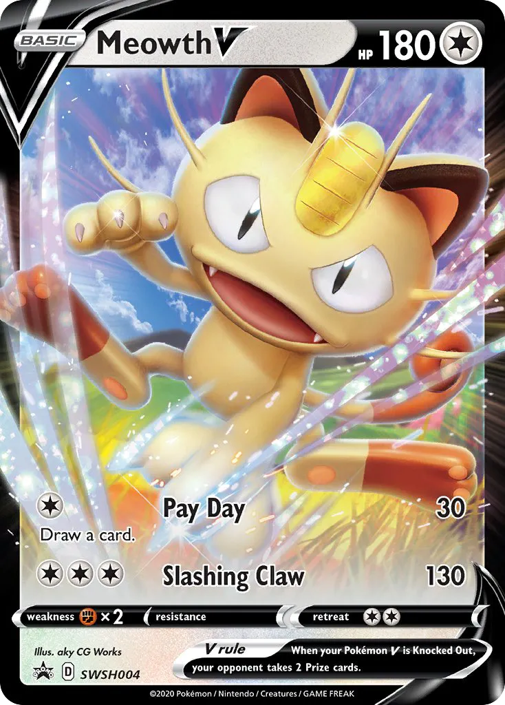 2019 SWSH Black Star Promos Meowth V #SWSH004 card image