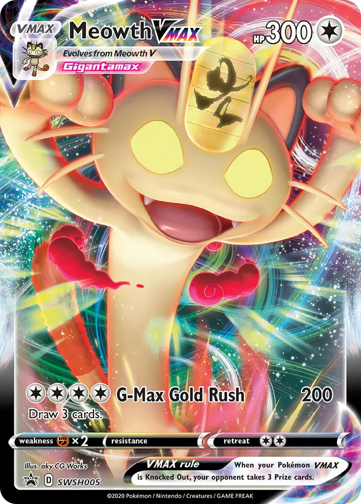 2019 SWSH Black Star Promos Meowth VMAX #SWSH005 card image