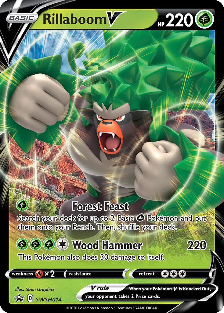 2019 SWSH Black Star Promos Rillaboom V #SWSH014 card image