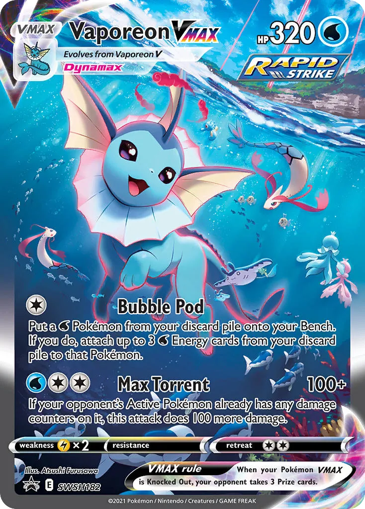 2019 SWSH Black Star Promos Vaporeon VMAX #SWSH182 card image