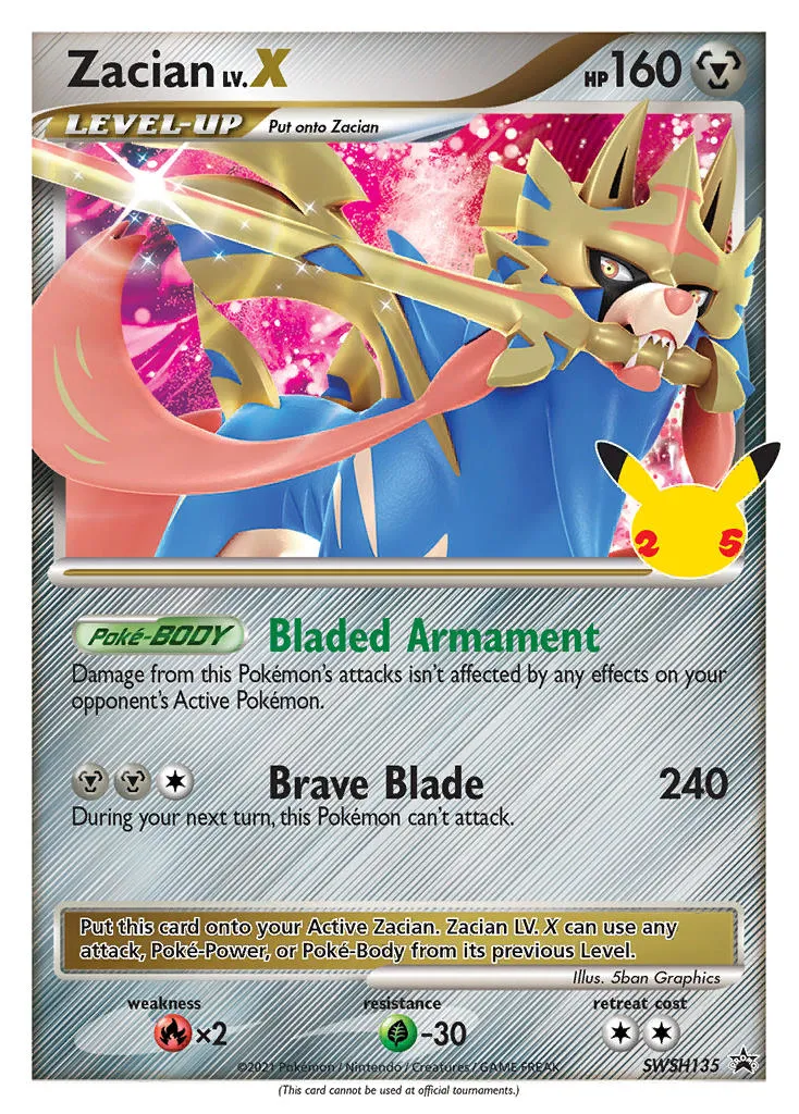 2019 SWSH Black Star Promos Zacian LV.X #SWSH135 card image