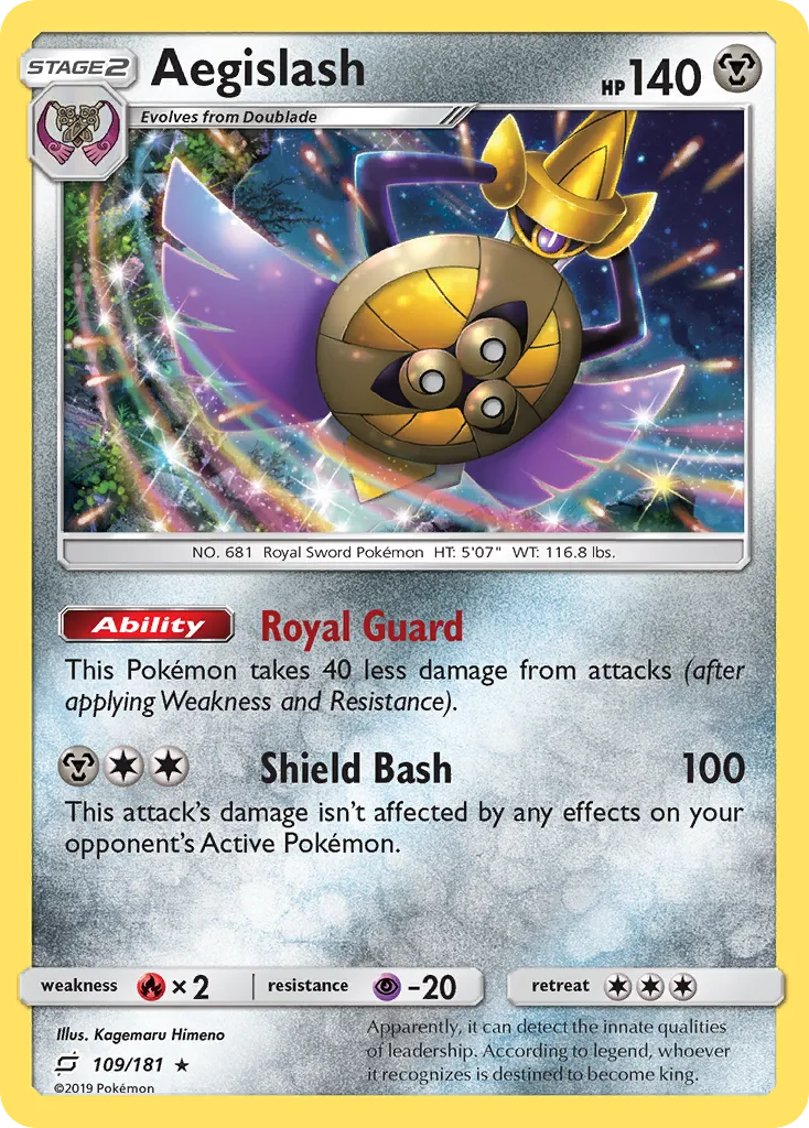2019 Team Up Aegislash Rare Holo #109/181 Rare Holo card image