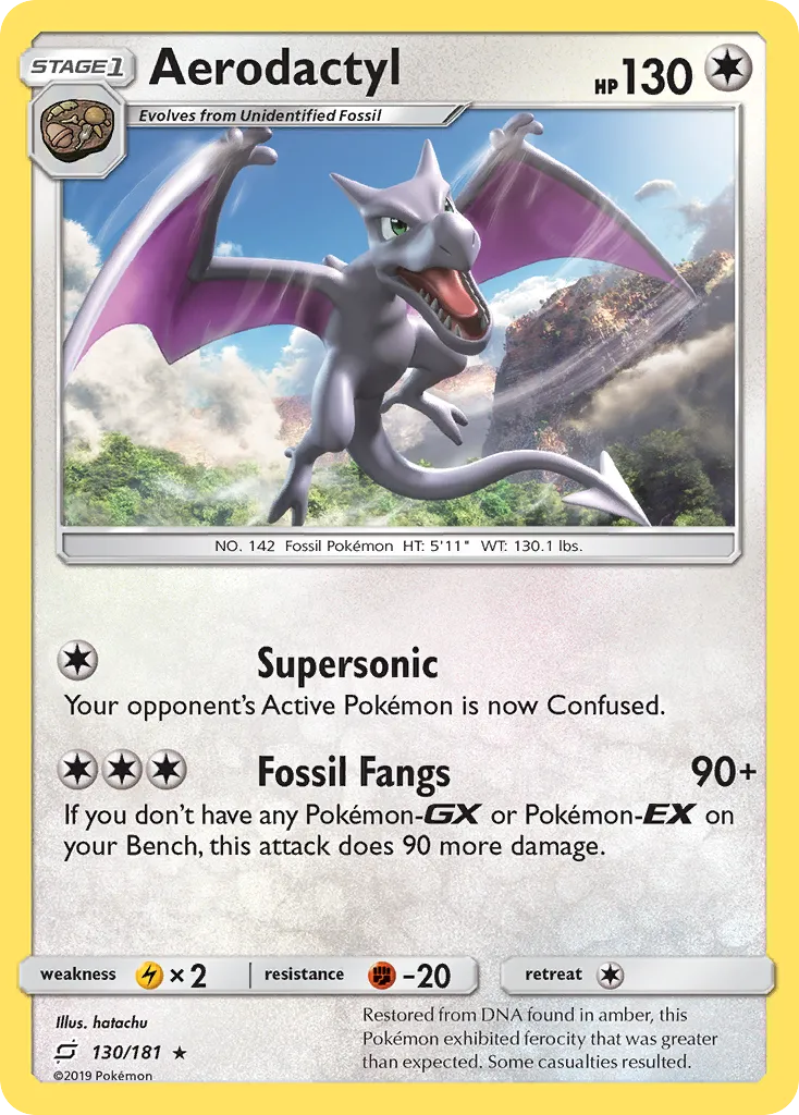 2019 Team Up Aerodactyl #130/181 Rare card image