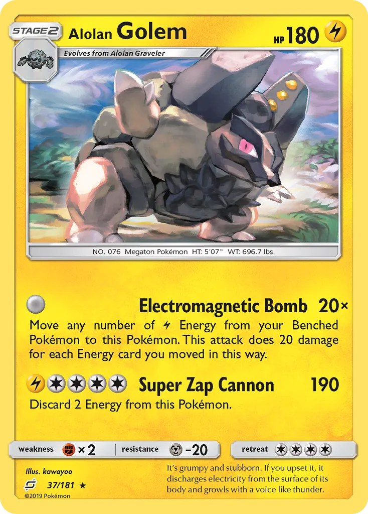 2019 Team Up Alolan Golem #037/181 Rare card image