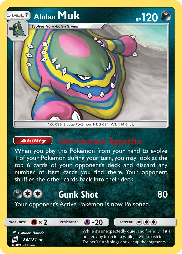 2019 Team Up Alolan Muk #084/181 Rare card image